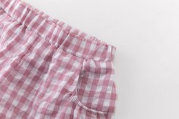 Mauvefarbene Gingham-Shorts für Mädchen mit Taschen BGV96545