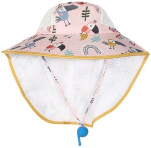 Sommermütze, 52 cm + Gummizug, Nackenschutz, Baumwolle, VE-4, VE-4, Tukan/ Regenbogen