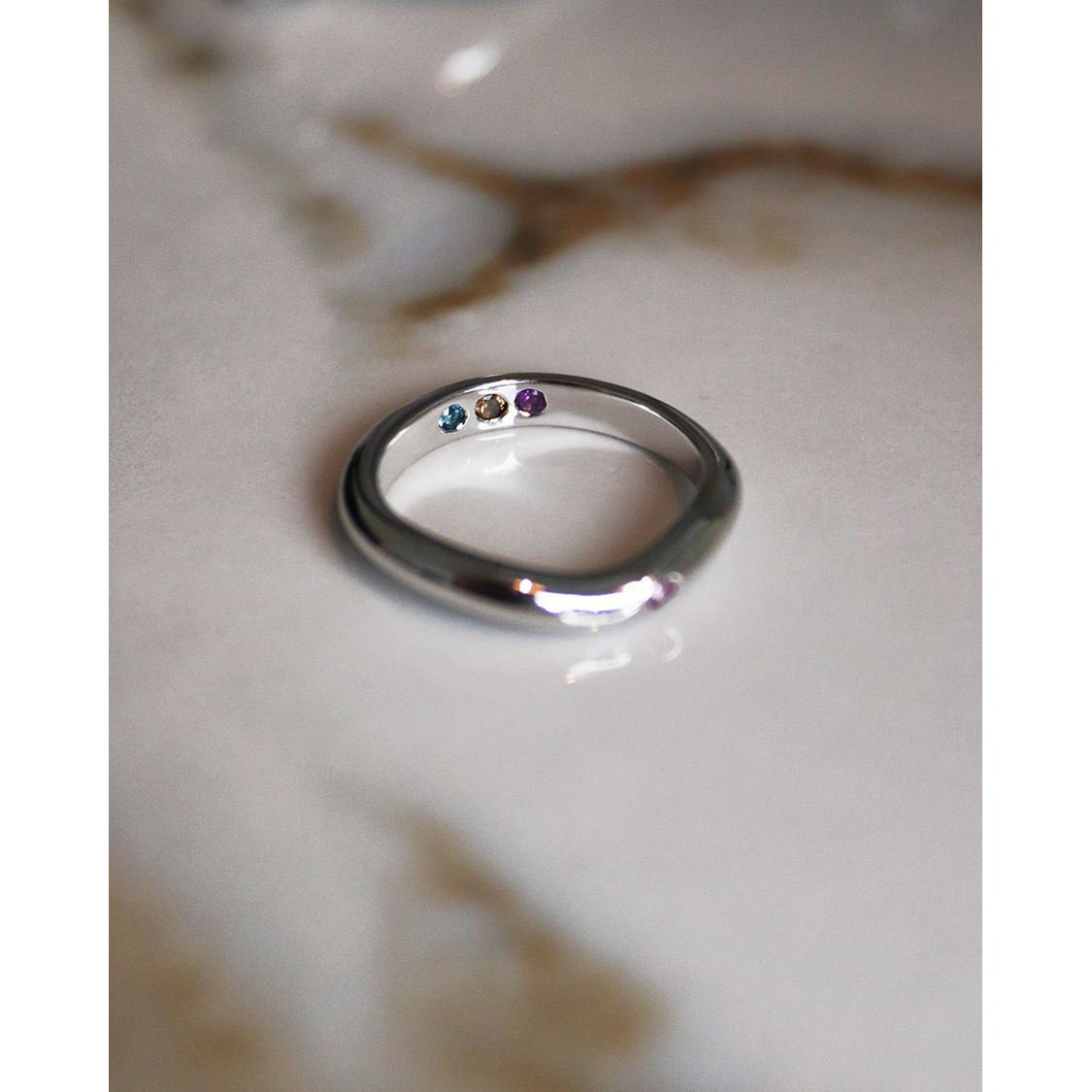 Pre-Set Hidden Inner Strength Ring Silver Polished