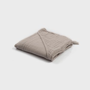 OrganicEra Baby-Kapuzenhandtuch aus Bio-Musselin, Grau