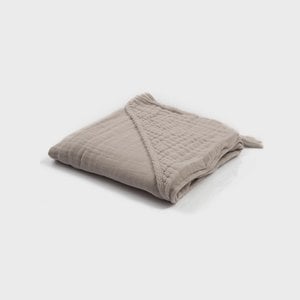 OrganicEra Baby-Kapuzenhandtuch aus Bio-Musselin, Grau