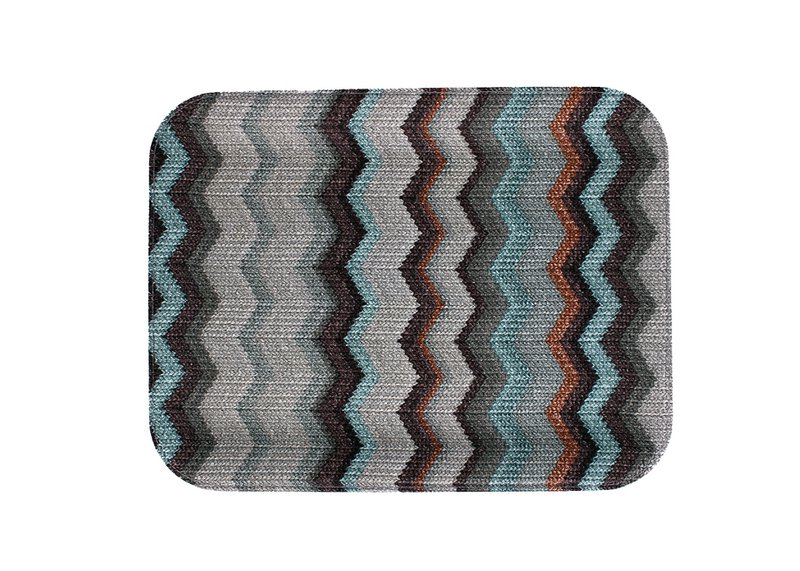 Tray flat gray blue orange serrated serving tray