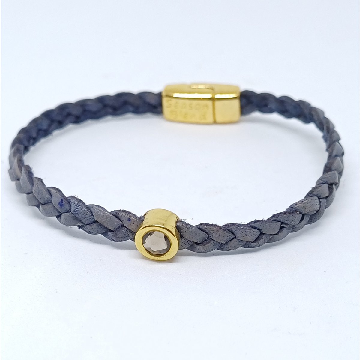 Shorty flettet læderarmbånd 24K forgyldt