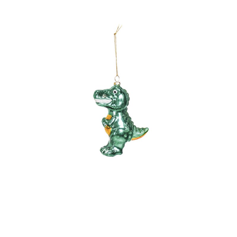 Appendiabiti Natalizio - Dino - Vetro - Verde - 4,5x9,5x12,5cm