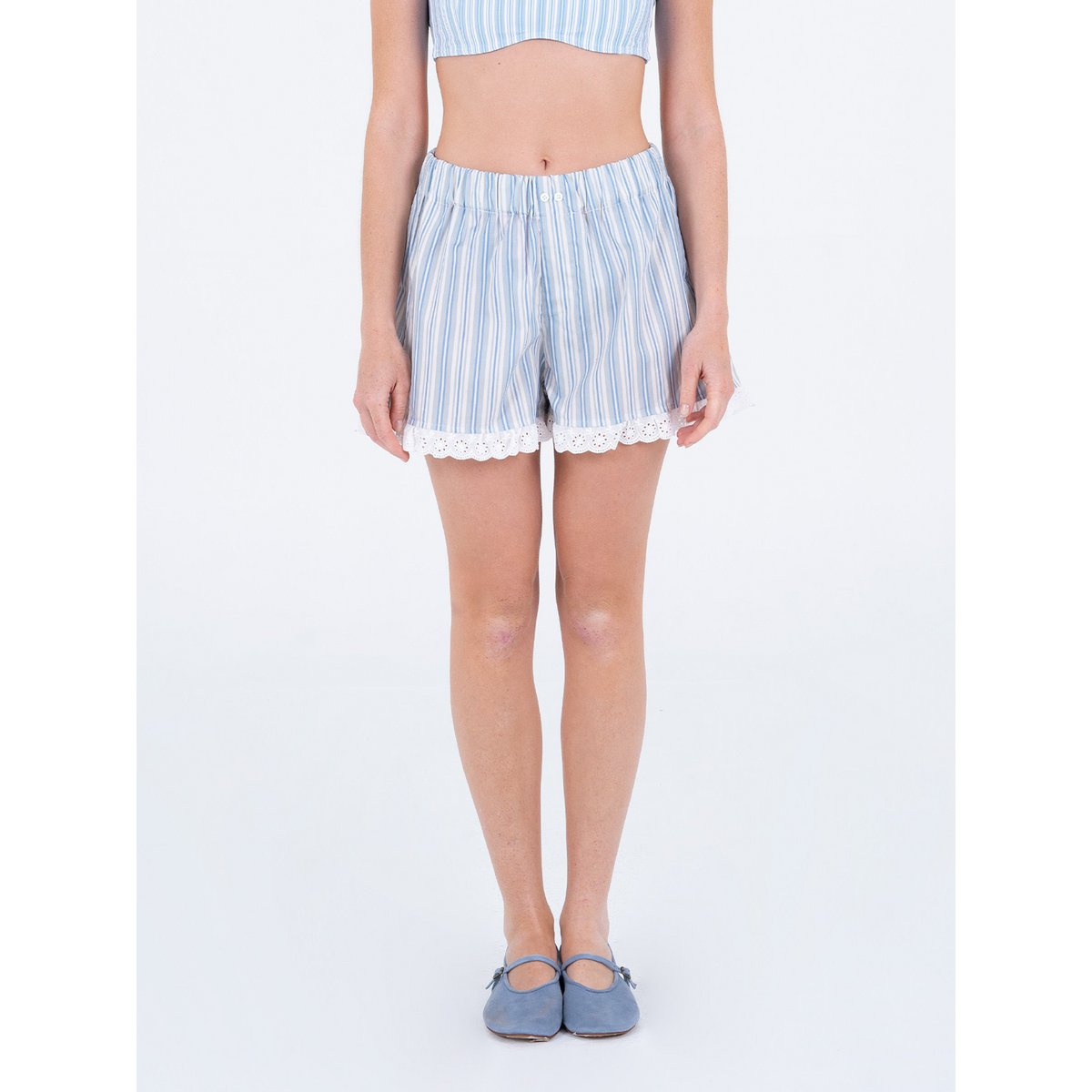 Aquatic Striped Print Shorts