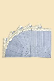 Dupion Silk Hand-Embroidered Table Runner With 6 Table Mats - Blue