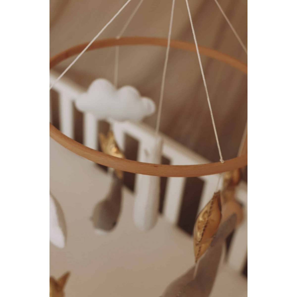 Handgemaakte Kleine Walvissen Muziekmobiel - Boxmobiel - Baby mobile - mobile wickeltisch