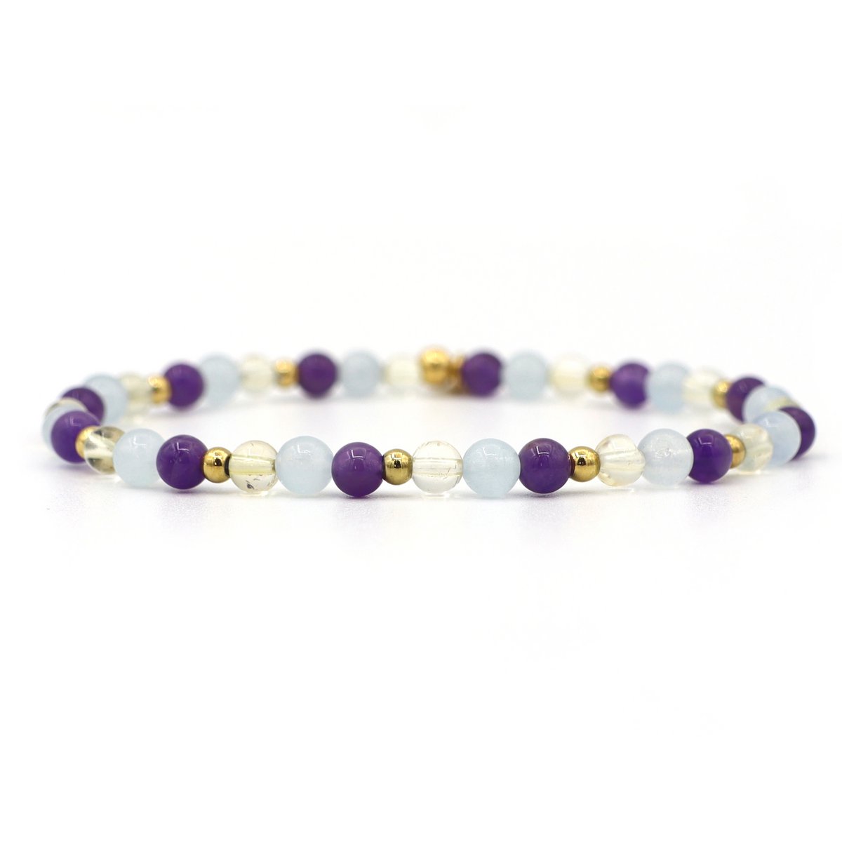 Natuursteen armband strength, zilver en goud