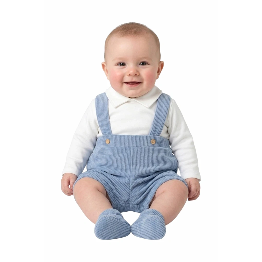 Conjunto bebé niño pana, peto y top