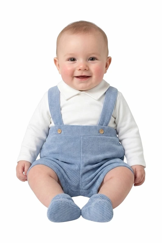 Conjunto bebé niño pana, peto y top