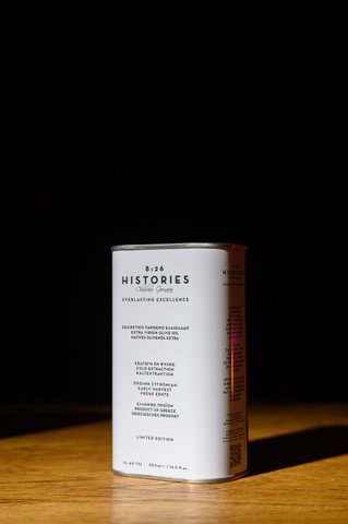 8:26 Histories Biologische extra vierge olijfolie blik van 500 ml Premium Single Edition