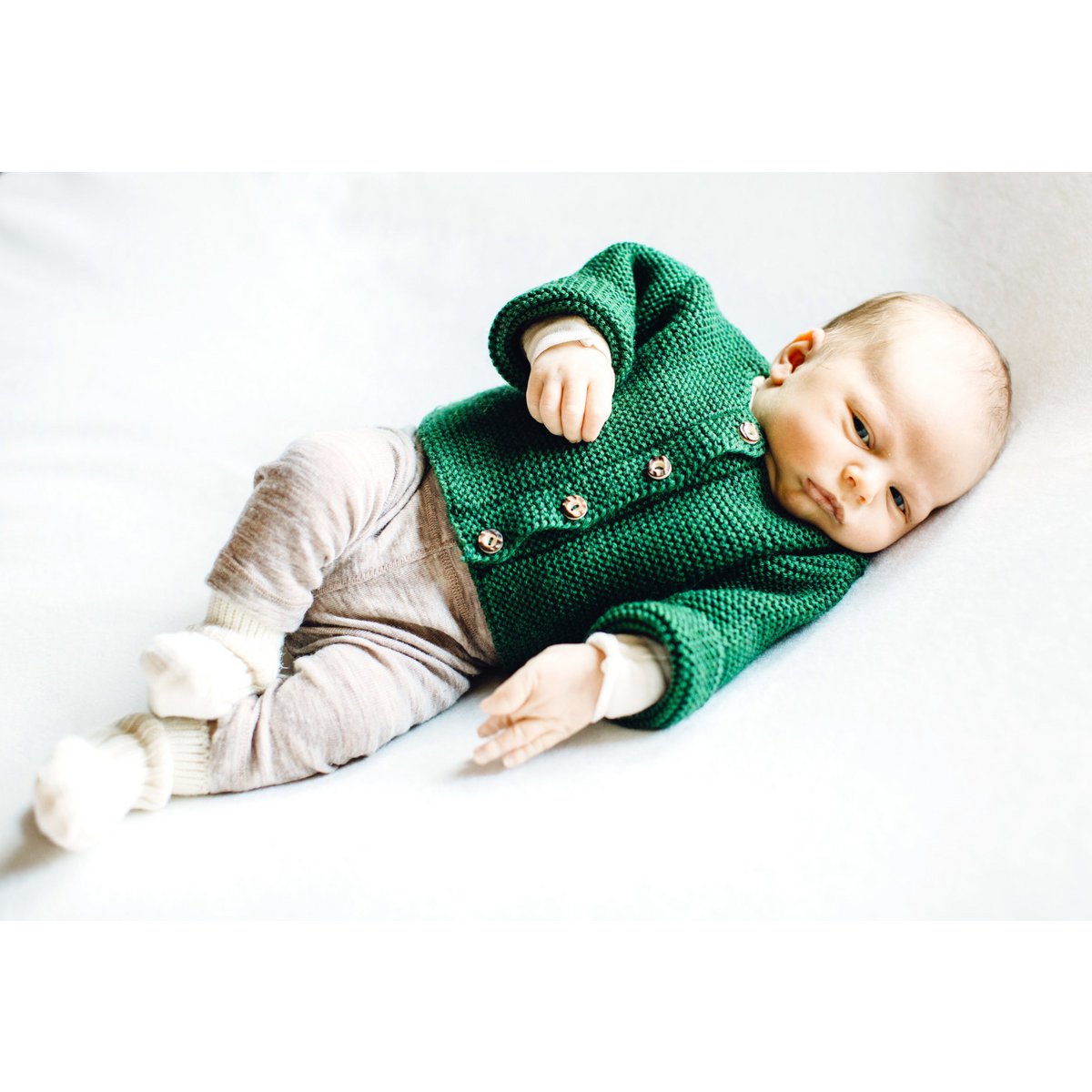 Cardigans for newborns and babies made from 100% finest merino wool - spruce - the perfect gift for a birth