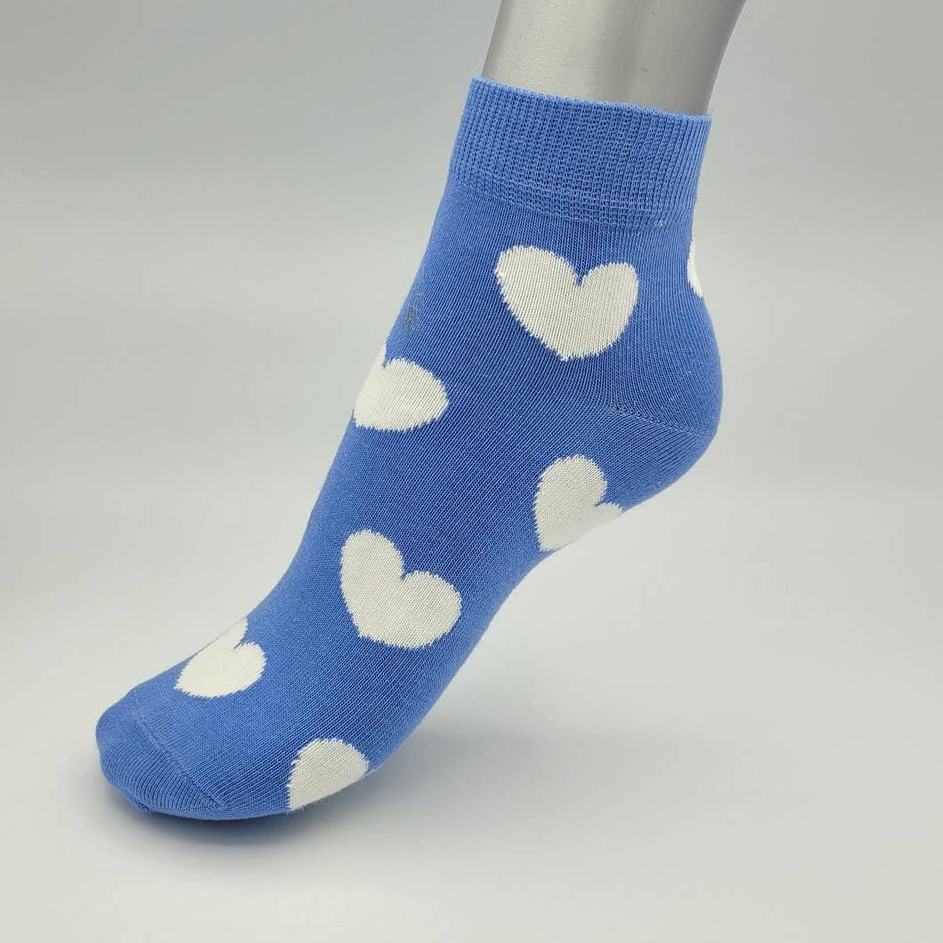 Socquettes - Les inséparables - coeur blanc bleu pastel