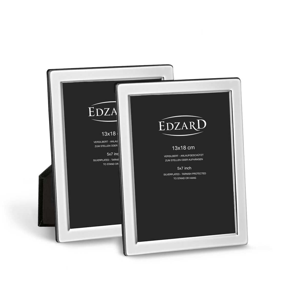 EDZARD set of 2 photo frames Salerno for photo 13 x 18 cm, noble silver-plated, tarnish-resistant