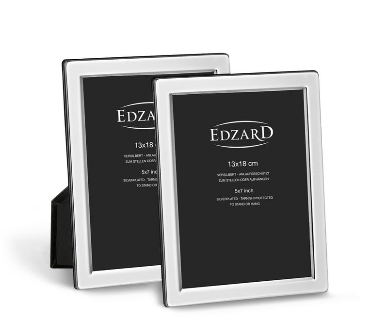 EDZARD set of 2 photo frames Salerno for photo 13 x 18 cm, noble silver-plated, tarnish-resistant