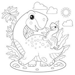Paintable self-adhesive poster - Dinosaurs