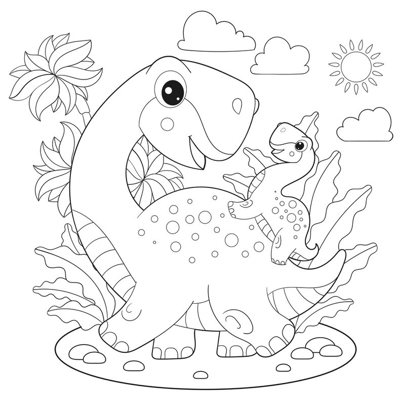 Paintable self-adhesive poster - Dinosaurs