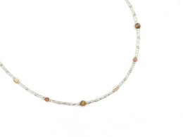 Ketting Fira jaspis en zonnesteen, zilver of goud roestvrijstaal