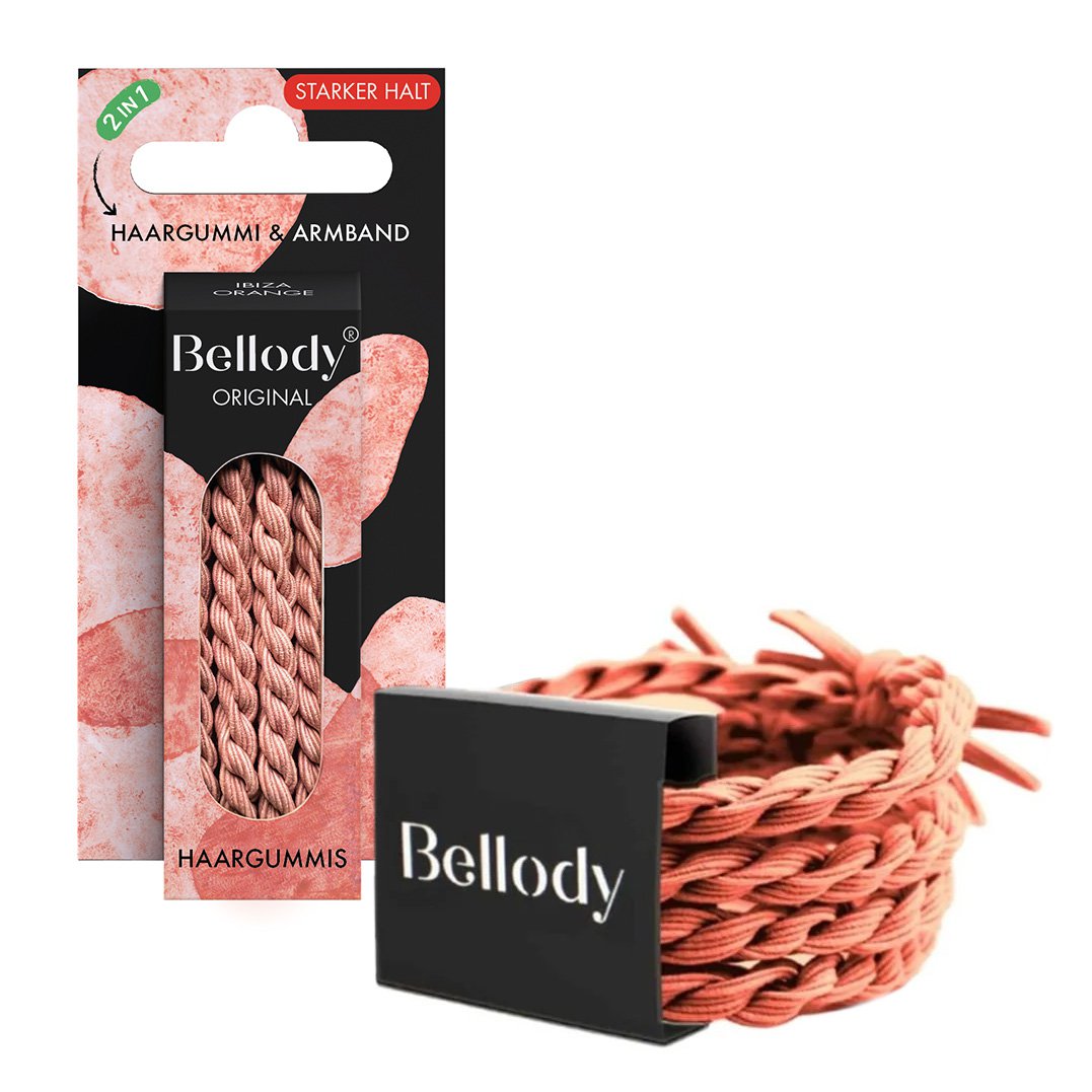 Haargummis Orange - Bellody®(4 Stk.) - Stylisch geflochtene Haargummis