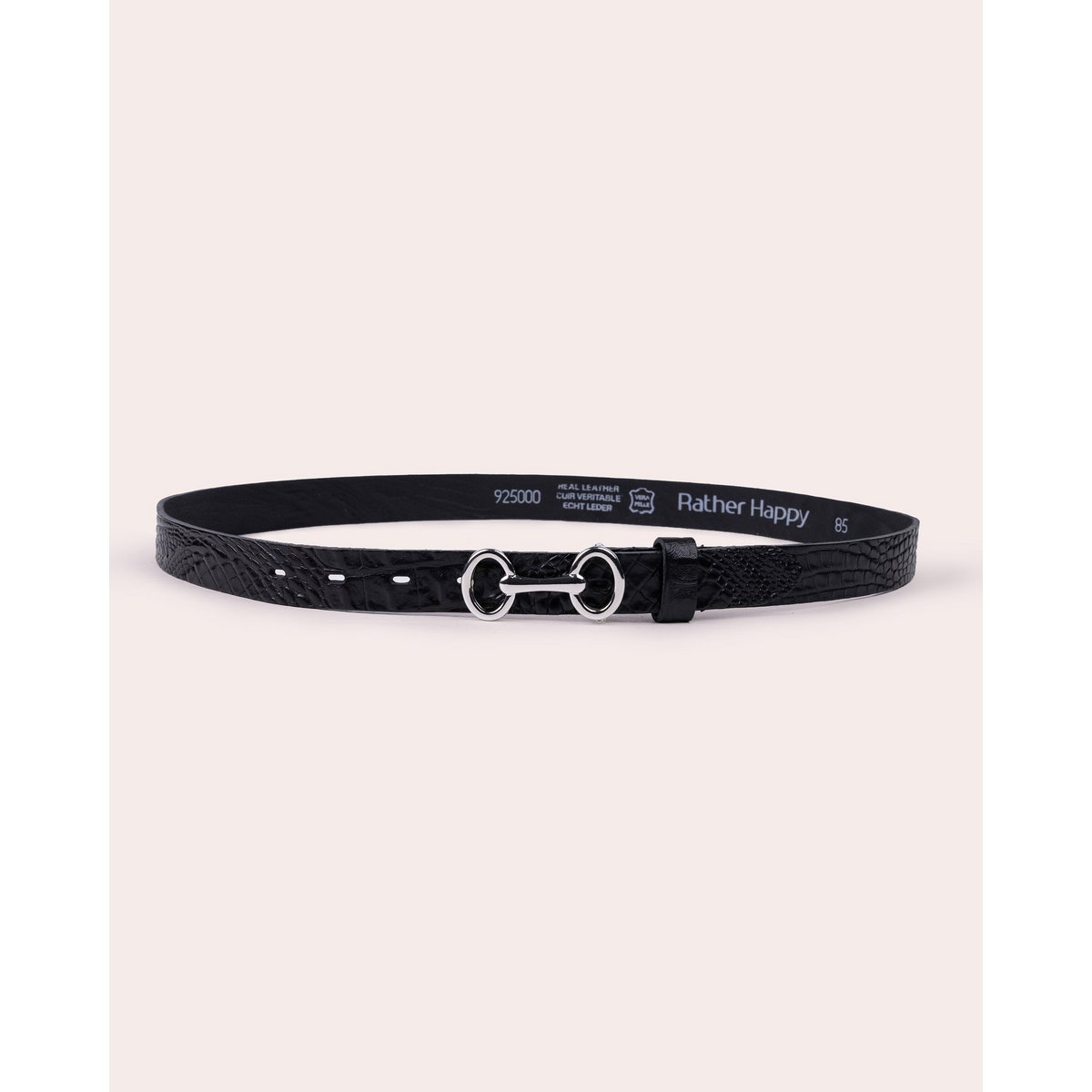 CLEO | Croc-Embossed Leather Belt with Horse Bit Accent Buckle