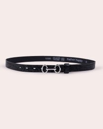 CLEO | Cintura in pelle goffrata coccodrillo con fibbia con dettaglio morso di cavallo