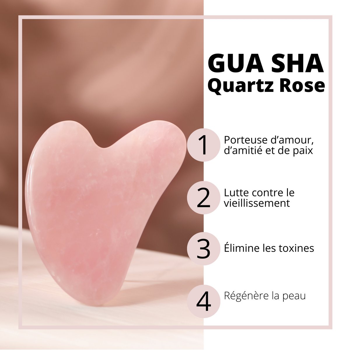 Maska na oczy ThermoConfort i zestaw Gua Sha z kwarcu różowego – Termoterapia – Niezbędne akcesoria kosmetyczne – Kamień naturalny – Narzędzie do liftingu