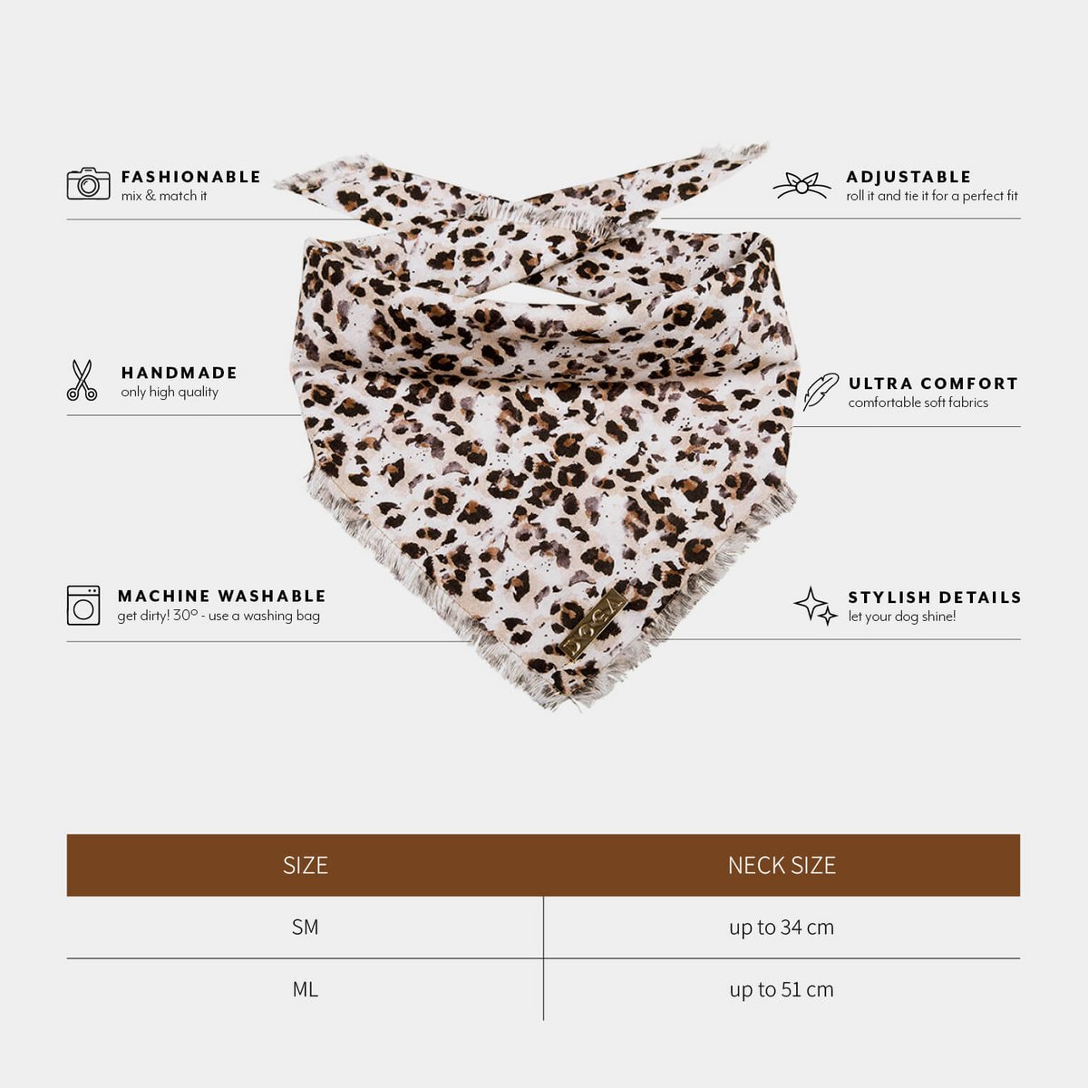 Hundebandana Leopard Brown