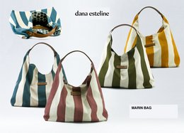 Handmade blue sailor-style bag with striped pattern.