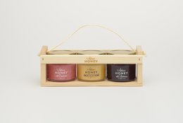 3x100 g package: blossom honey, honey with blueberries, honey with cranberries
