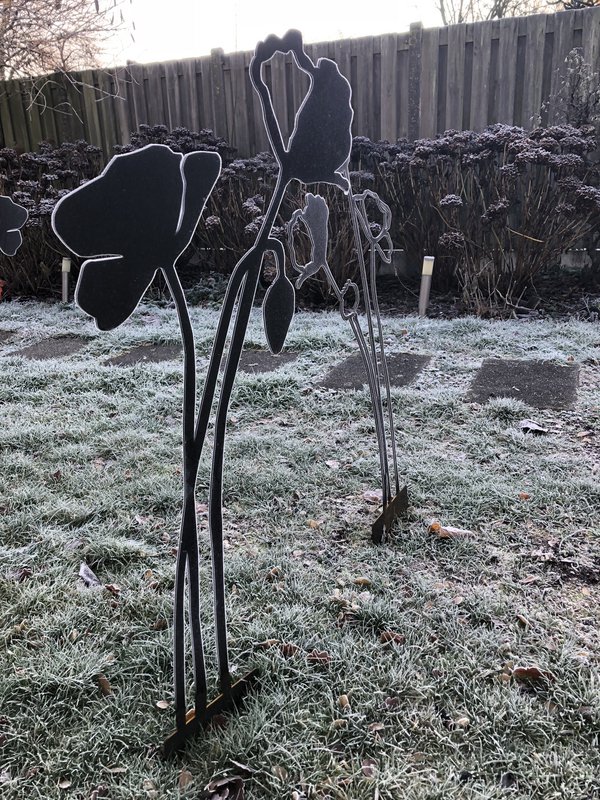 Valmue med blomsterknop | corten stål