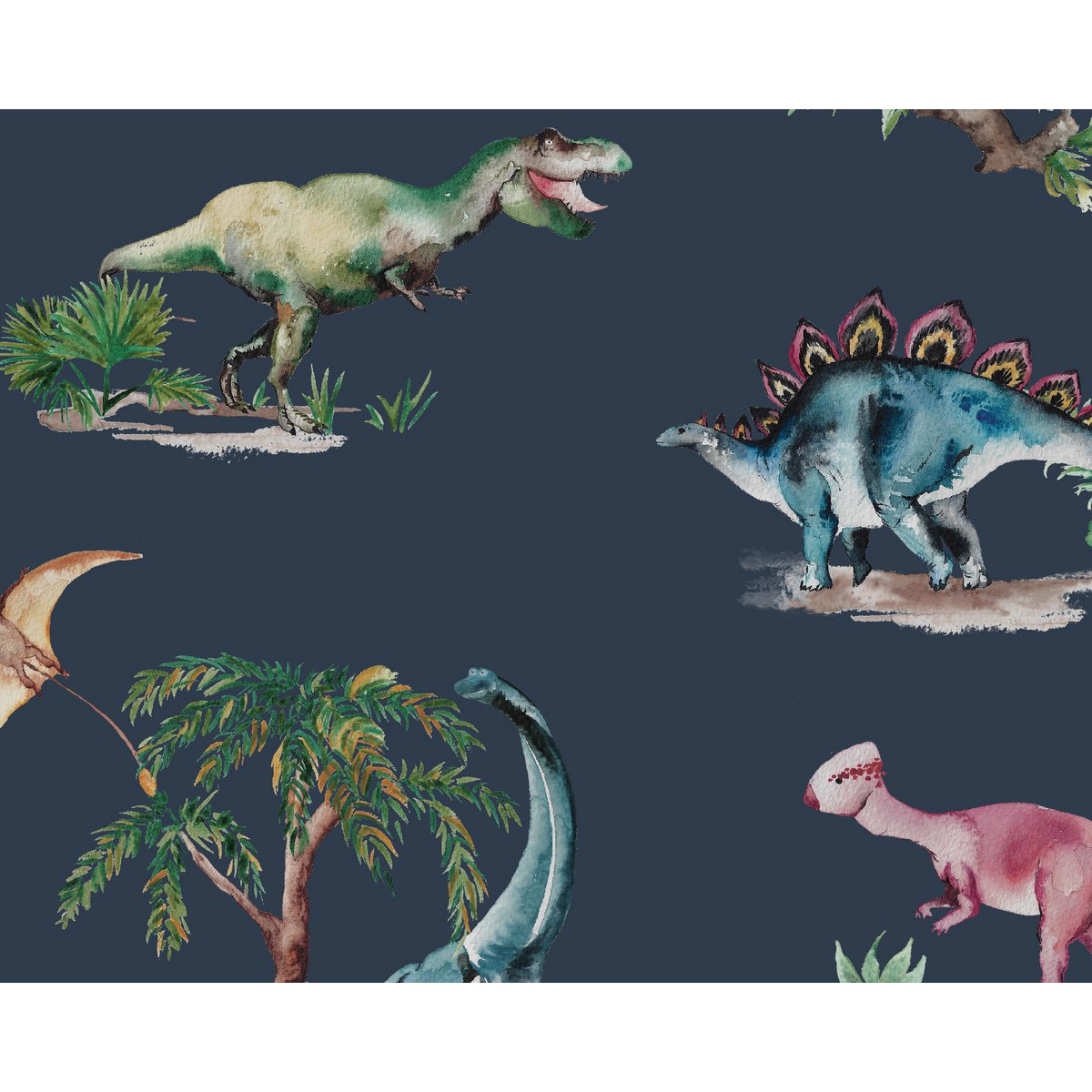 Papel Pintado Infantil Dinosaurios - Medianoche