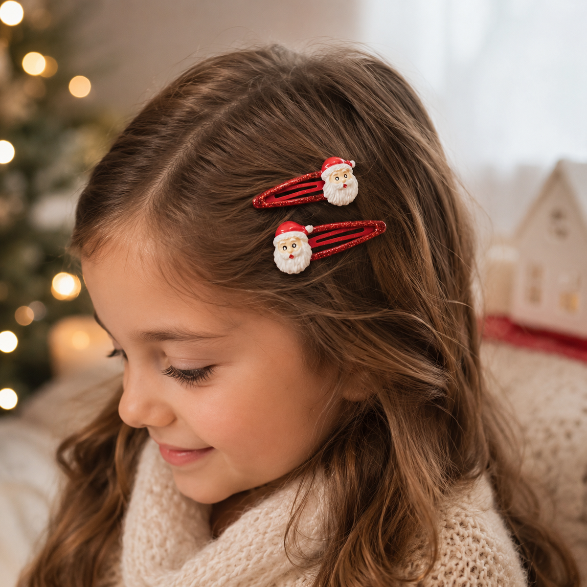 Christmas themed hair clips - Father Christmas
