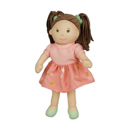 Stof Doll '' Pink '' med kjole til at sætte på og trække ud, 22 cm