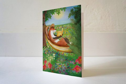 Greeting card Chilling in hammock