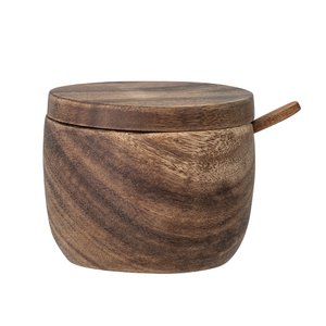 Eliva Jar w/Lid & Spoon, Brown, Acacia
