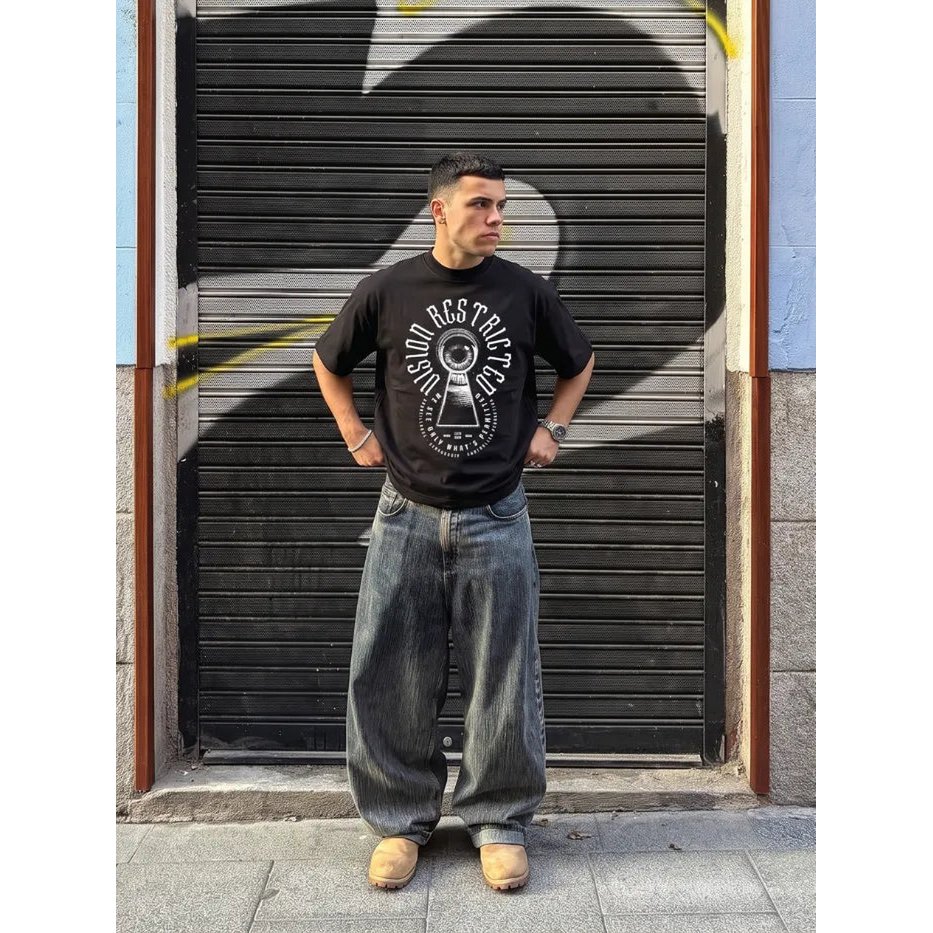 T-shirt Nera Boxy Fit 200gsm "Vision Restricted" | Horda® Eye Graphic