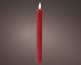 Tall, round red LED candle set with a flame-like effect, 24cm in height, 2-piece set.