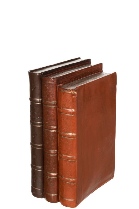 J -Line Decoration Books - Polyresin - Brown - Large