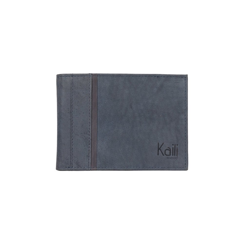 K12204DF | Portafogli Uomo in Vera Pelle pieno fiore, Naked. Colore Blu. Protezione RFID. Dimensioni da chiuso: cm 12,5 x 9,5 x 2. Confezione: Scatola regalo fondo/coperchio