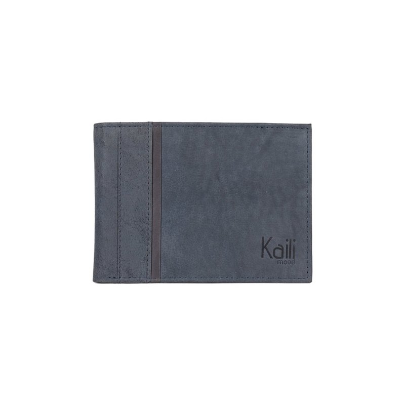 K12204DF | Men's Wallet in Genuine Full Grain Leather, Naked. Blue colour. RFID protection. Dimensions when closed: 12.5 x 9.5 x 2 cm. Packaging: Bottom/lid gift box