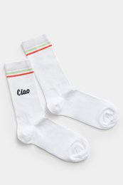 Chaussettes bio Ciao - chaussettes de tennis blanches avec lettrage et rayures