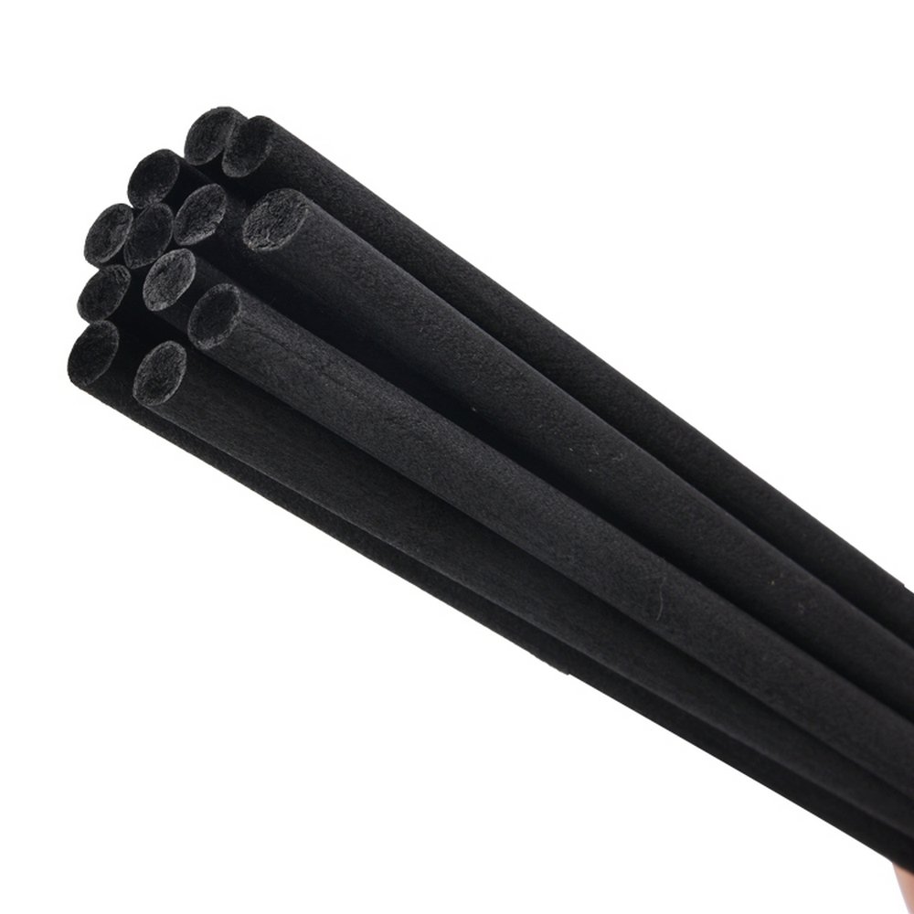 Set of 10 Black Rattan Rods in Natural Fibers