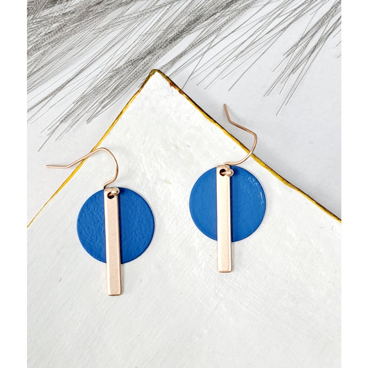 Pendientes - Fun - oro mate - azul celestial