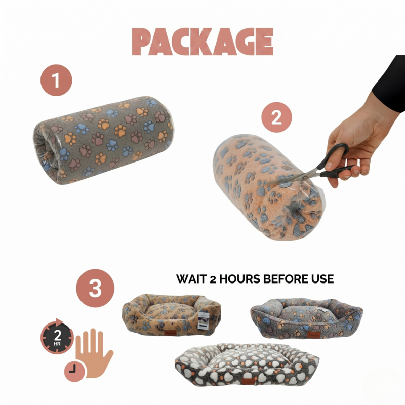 Yommy hundeseng med potetryk eller hjertedesign | Blødt flannelstof | Skridsikker base | 3 størrelser: S (16,5×21,5 tommer), M (20,5×25,5 tommer), L (24,5×30,5 tommer) | 3 farver
