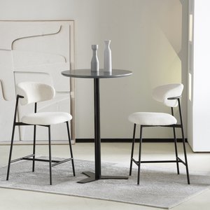 Zahra Bar Stool [Set of 2] [White] [Boucle Fabric] [65 cm]