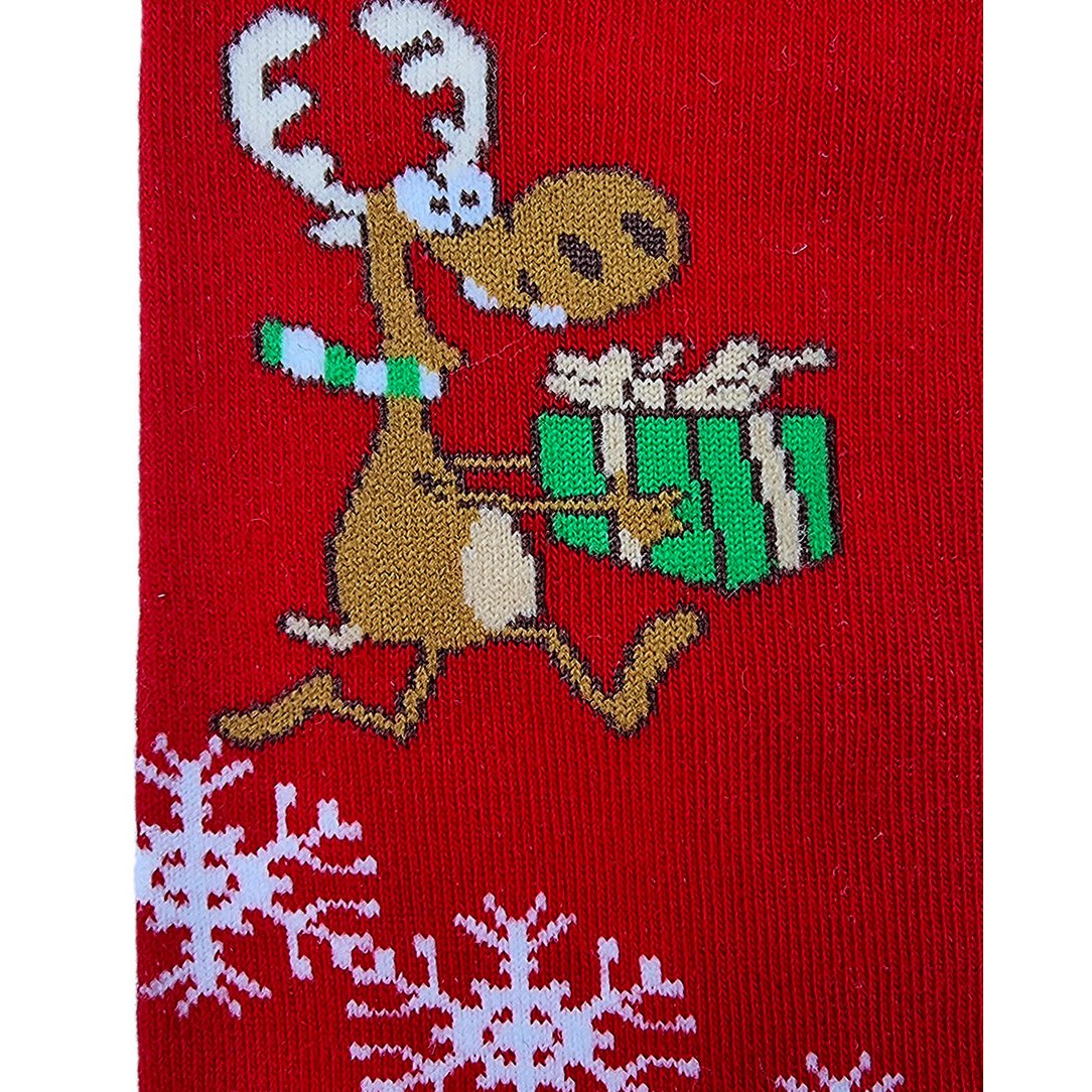 Socks - Red with very happy reindeer