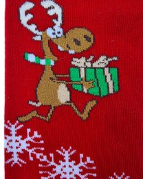 Socks - Red with very happy reindeer