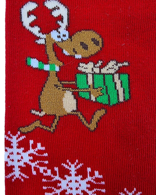 Socks - Red with very happy reindeer