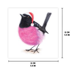 Weihnachtskarte, Vogelgrußkarte, Weihnachtskarte, Rosa Rotkehlchen