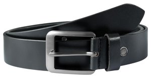 Leonardo Verrelli genuine leather belt, total length 130 cm, black - can be shortened